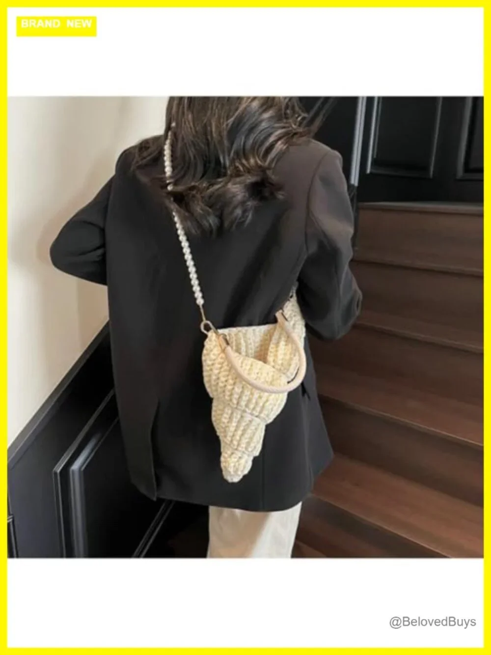 Handwoven Seashell Hobo Bag Crochet Summer Beach Crossbody Shoulder Clutch Purse